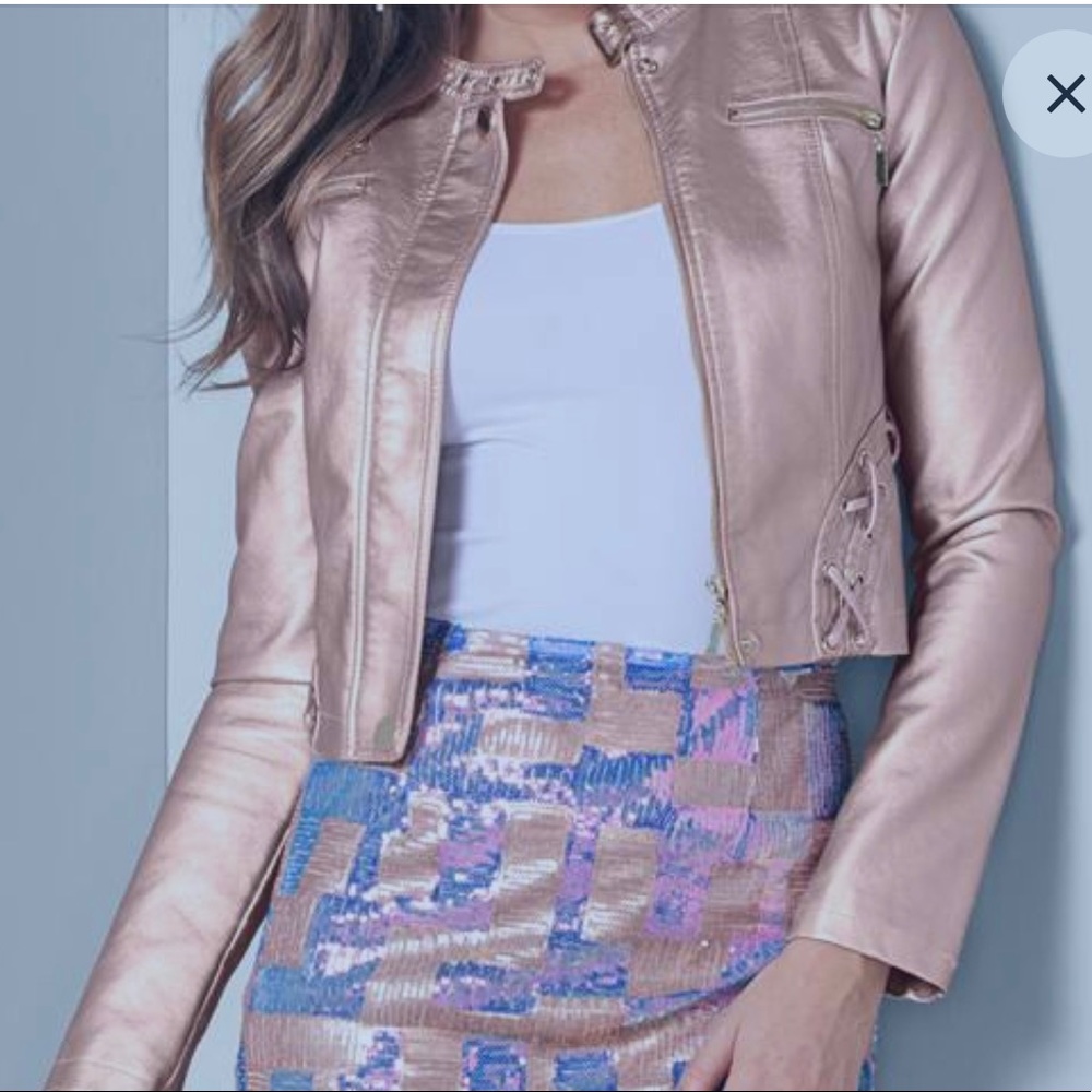 Rose Gold Faux Leather Jacket